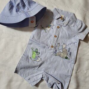 Gymboree Peter Rabbit 3-6 6-12 choice Romper 6-12 hat set. Mixed Z31